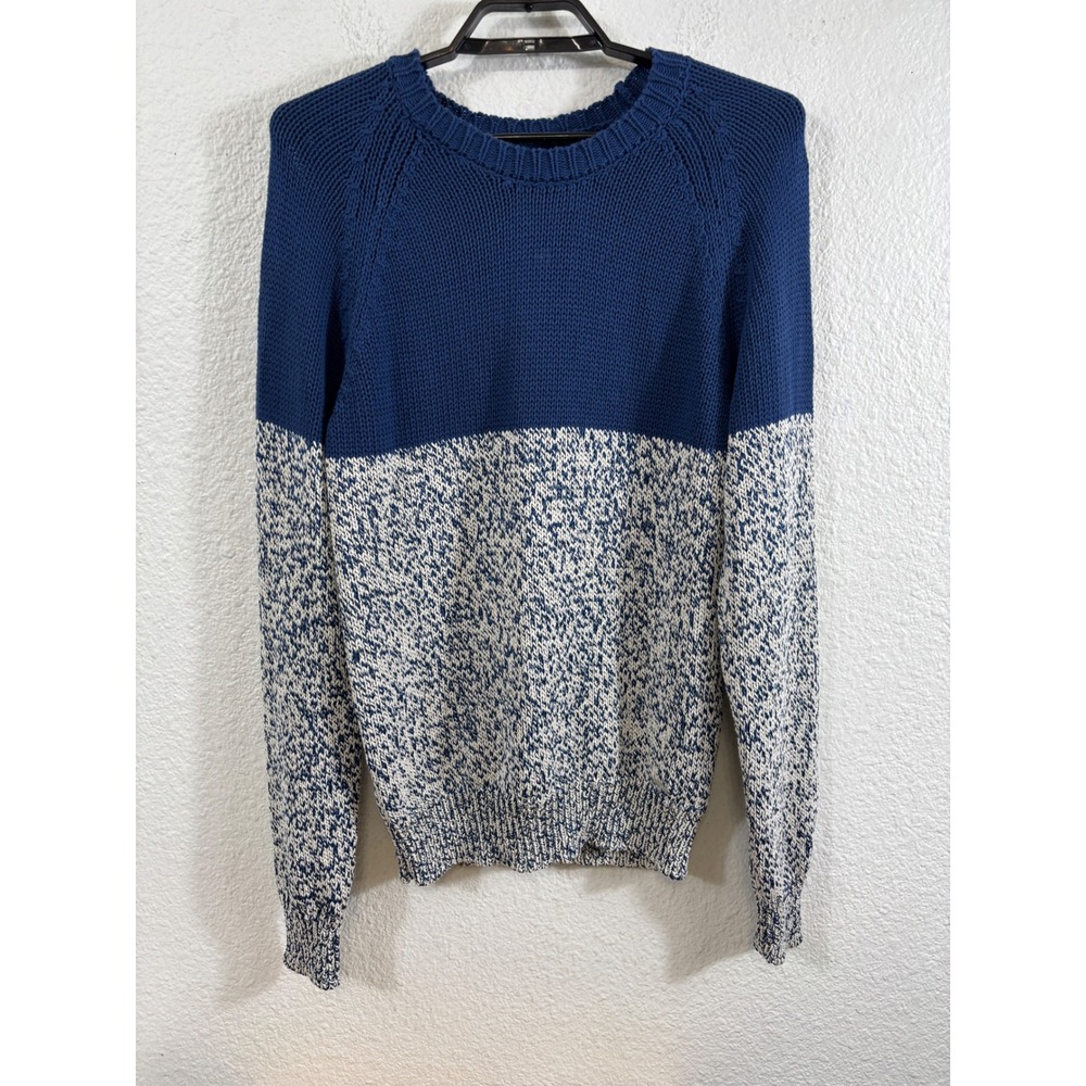 Diesel Mens Blue Colorblock Marled Chunky Knit Sweater‎ Made in Italy Large